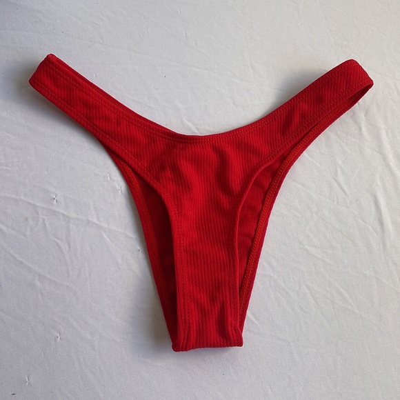 Red Ribbed Zaful Bikini Bottom Size 4